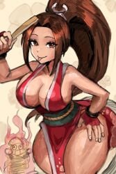 1girls absurd_res breasts cleavage female female_focus hi_res large_breasts light-skinned_female light_skin looking_at_viewer mai_shiranui saiykik street_fighter thick_thighs thighs wide_hips