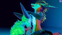 16:9 3d_(artwork) 4k absurd_res anthro bodily_fluids canid canine clothing cum cum_drip cum_in_mouth cum_inside cum_while_penetrated digital_media_(artwork) dripping duo ejaculation feathers fellatio fox foxand genital_fluids hi_res latex latex_clothing male male/male mammal oral penetration penile rexouium sex volt vrchat widescreen