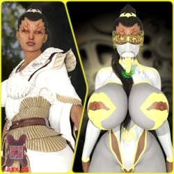 ashrah ass big_ass big_breasts blowbot_(ibex) blowjob blowjob_face body_modification bodysuit breasts corruption drone dronification fellatio fellatio_gesture female ibex-cg ibex_(company) mind_break mind_control star_wars transformation