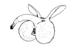 anus butt_focus buttface disembodied_ass furry kangaroo mammal marsupial monochrome open_mouth postalroo simple_background solo what