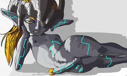 balls big_penis bolt-s_(artist) bored cum cum_drip dickgirl dripping humanoid imp imp_midna intersex markings midna nintendo penis shortstack solo the_legend_of_zelda twili twilight_princess video_games