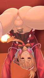 1futa all_fours anus ass balls ballsack bar_censor black_sailor_collar black_shirt blonde_hair censored dickgirl emilia_percival erection erection_under_clothes erection_under_skirt flat_chest foreskin from_behind from_below futa_only futanari grin hair_ornament highres human intact intersex jacket large_ass long_foreskin long_hair looking_at_viewer looking_back necktie no_panties penis penis_out penis_under_clothes penis_under_skirt phantasy_star phantasy_star_portable_2 ponytail red_eyes red_jacket rimviolet sailor_collar scrotum shaved_crotch shirt side_ponytail skirt skirt_lift small_penis smile smooth_penis solo testicles thick_thighs thigh_strap thighs uncut unretracted_foreskin yellow_neckwear