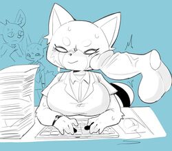 2018 5_fingers aggressive_retsuko anthro balls being_watched big_breasts blush breasts canine clothing computer_mouse disembodied_penis female fennec fenneko fox group haida hyena keyboard male mammal monochrome office_lady penis penis_on_face red_panda retsuko sakana8888888 sanrio shirt sketch smile smooth_fur straight sweat typing vein veiny_penis wristwatch