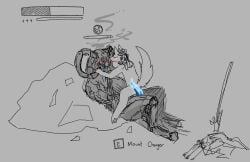 anthro bodily_fluids charger_(horizon) cum cum_on_penis dragon_dogboy duo female feral genital_fluids genitals glowing glowing_cum glowing_genitalia glowing_penis hi_res horizon_(series) machine male male/female paws penis penis_on_back raised_tail robot robot_feral sony_corporation sony_interactive_entertainment tail unusual_bodily_fluids unusual_cum unusual_genital_fluids zoophilia