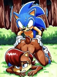 ai_generated background bent_over big_butt butt doggy_style editokur999 female furry hedgehog male nude outside sally_acorn sex sonic_(series) sonic_the_hedgehog sonic_the_hedgehog_(archie) sonic_the_hedgehog_(comics) sonic_the_hedgehog_(series) sweat