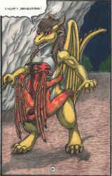 anthro dragon dragoness dragons furry omegaltd size_difference tagme traditional_art traditional_media