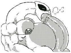 areola balls belly biceps big_nipples blush closed_eyes dirty-canvas erection humanoid_penis hyper hyper_penis legendary_pokémon lugia male male_only monochrome musclegut muscular muscular_male nintendo nipples open_mouth oral overweight pecs penis pokemon pokemon_(species) retracted_foreskin serratus side_view solo triceps uncut video_games