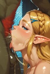 ai_generated bimbo blonde_female blonde_hair bloobill censored_penis deepthroat drinking_urine elf elf_ears elf_female fellatio female female_focus fetish hi_res interracial oral oral_sex peeing penis penis_in_mouth piss_drinking pissing_in_mouth pointy_ears princess_zelda sucking_penis the_legend_of_zelda urination urine urine_in_mouth zelda_(breath_of_the_wild)