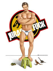 celebrity chris_pratt eddie_chin jurassic_world male male_only muscular muscular_male owen_grady pinup solo underwear white_underwear