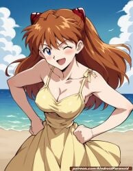 ai_generated aindroidparanoid asuka_langley_sohryu beach big_ass big_breasts big_butt blue_eyes dress huge_breasts large_ass large_breasts large_butt long_hair narrow_waist neon_genesis_evangelion neopn_genesis_evangelion neopn_genesis_evangelion ocean panties red_hair sand stable_diffusion wavy_hair