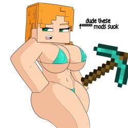 1:1 1girls alex_(minecraft) ass big_ass big_breasts big_butt bikini black_text breasts butt cube_head curvaceous curvy curvy_body curvy_figure female_only green_eyes hips huge_ass huge_breasts huge_butt micro_bikini microsoft minecraft mojang open_mouth orange_hair simple_background solo solo_female solo_focus tagme teeth text thick_thighs thighs tongue wallyroo wide_hips