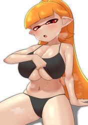 1girls breasts cleavage color colored female female_only hi_res hips huge_breasts inkling inkling_girl light-skinned_female light_skin long_hair naughty_face nintendo nobunagapero orange_hair red_eyes shiny_skin solo solo_female splatoon splatoon_(series) sweat sweating sweaty sweaty_body sweaty_female tank_top thick_thighs thighs twitter_link underboob white_background wide_hips