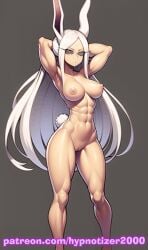 ai_generated animal_ears big_breasts hypno_eyes hypnosis hypnosis_app hypnotic hypnotic_eyes hypnotizer2000 mind_control mirko miruko muscular muscular_arms muscular_female muscular_legs muscular_thighs my_hero_academia rabbit_ears spiral_eyes submissive submissive_female