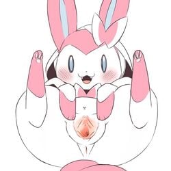 1girls anus ass blue_eyes blush clitoris cute_fangs eeveelution feet female female_only feral feral_only fur furry furry_only kesu_pu mammal nintendo nude open_mouth paws pokémon_(species) pokemon pokemon_(species) presenting presenting_pussy pussy simple_background smile solo spread_legs spread_pussy spreading sylveon tail urethra video_games wide_hips