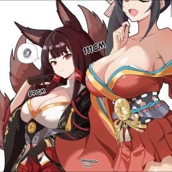 2girls absurdres akagi_(azur_lane) akagi_(precipice_of_sweetness)_(azur_lane) animal_ears animated ass_expansion azur_lane bare_shoulders big_breasts bigger_female bikini black_gloves black_hair black_pantyhose blush bowtie breast_envy breast_expansion breast_growth breast_size breast_size_difference breasts breasts_bigger_than_head breasts_bigger_than_torso brown_hair bursting_breasts cleavage commission expansion eyeshadow female_only fox_ears fox_girl fox_tail gigantic_breasts gloves growth growth_drive growth_sequence highres huge_breasts hyper hyper_breasts hyper_genitalia japanese_clothes kimono leotard looking_at_breasts makeup measurements multiple_girls no_bra official_alternate_costume pantyhose playboy_bunny red_leotard shaded_face shocked simple_background size_difference speech_bubble staznyan tagme taihou_(azur_lane) taihou_(fun_on_the_baize)_(azur_lane) tail thick_thighs thigh_expansion thighs torn_clothes torn_pantyhose video wardrobe_malfunction white_background white_kimono