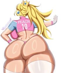 1girls artist_name ass ass_focus back backboob batcubus big_ass big_breasts blonde_hair breasts busty closed_eyes crown earrings fat_ass female gloves hand_on_hip hi_res huge_ass huge_breasts jewelry legs long_hair mario_(series) mario_strikers mario_strikers_peach_back_view_redraw_(meme) multiple_girls nintendo official_alternate_costume ponytail pose posing princess_peach sensual smile thick_thighs thighhighs thighs thong