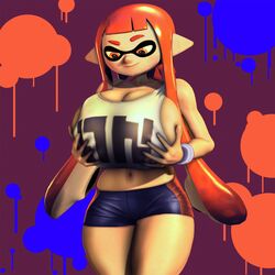 1girls 3d alternate_breast_size anthro big_breasts booty_shorts breast_grab breasts cephalopod cephalopod_humanoid cleavage female female_only front_view grabbing_own_breasts hands_on_breasts hands_on_own_breasts huge_breasts humanoid hyper hyper_breasts inkling inkling_girl kaori_(splatoon) large_breasts looking_at_breasts mask_(marking) nintendo pointy_ears raikovjaba smirk solo solo_female splatoon squid standing tentacle tentacle_hair thick_thighs tight_clothing white_skin