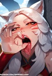 1girls ahri ai_generated ass big_ass big_breasts big_butt blowjob_gesture breasts cheating fellatio_gesture huge_breasts immortalized_legend_ahri large_ass large_breasts league_of_legends netorare ntr riot_games sinderellaart