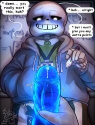 blush dialogue ectopenis fallen_ghost_angel_(artist) gay handjob imminent_oral marker penis penis_grab precum sans teacher teacher_and_student throbbing_penis undertale