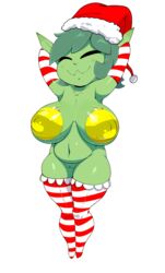 1girls bells big_breasts breasts christmas chubby closed_eyes female female_only goblin goblin_female goblin_princess_(towergirls) green_hair green_nipples green_skin holidays humanoid mammal nude pasties pointy_ears princess pussy royalty sagging_breasts santa_hat shortstack solo stockings theboogie thick_thighs towergirls wide_hips