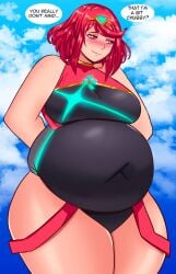 bbw belly_overhang big_belly big_female blush blush chubby chubby_female cookies-cat embarrassed fat fat_ass fat_female fat_fetish fat_girl fat_woman fatty large_female obese obese_female overweight overweight_female pig plump pork_chop pyra speech_bubble thick_thighs tubby weight_gain xenoblade_(series) xenoblade_chronicles_2