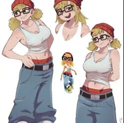 armpits big_breasts blonde_female female_only glasses subway_surfers tricky_(subway_surfers)