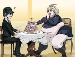 akamatsu_kaede bbw belly big_ass big_belly big_breasts danganronpa danganronpa_v3 eating fat fat_ass fat_belly obese obese_female overweight overweight_female roundersofter shuichi_saihara tight_clothing weight_gain