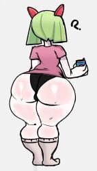 balls black_panties bubble_ass bubble_butt darkkun femboy gay kirlia male_kirlia pepsi pokemon pokemon_(species) shortstack_femboy sweat sweatdrop