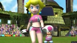 1girls 3d 4k_resolution animated ass ass_focus back big_ass blonde_hair crown earrings fat_ass female female_focus female_only from_behind gloves hand_on_hip highres hmph jewelry long_hair mario_(series) mario_strikers mario_strikers_peach_back_view_redraw_(meme) midriff nintendo not_porn official_art outstretched_arm pink_shirt pink_shorts ponytail pose posing princess_peach sensual shirt short_shorts short_sleeves shorter_than_10_seconds shorts soccer_uniform solo sportswear standing tagme talk_to_the_hand taunting thighs two-tone_shirt video white_gloves