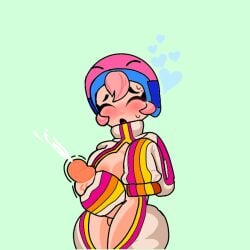 1futa artist_request big_ass big_breasts big_penis bonnie_(brawl_stars) brawl_stars breasts clothed clothing cum ejaculation erection futa_only futanari heart-shaped_pupils helmet human light-skinned_futanari light_skin masturbation mostly_clothed orgasm penis pink_hair solo source_request standing