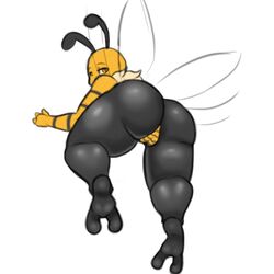 antennae arthropod ass bee big_butt blackbetty feet female flying fur hi_res insects looking_at_viewer pussy rear_view solo wings