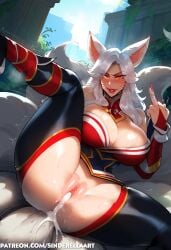 1girls after_sex ahri ai_generated ass big_ass big_breasts big_butt breasts cheating cum cum_in_pussy cum_inside cumshot ejaculation female huge_breasts immortalized_legend_ahri impregnation large_ass large_breasts league_of_legends middle_finger netorare ntr riot_games sinderellaart solo