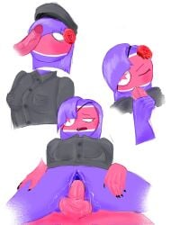 blowjob blue_body blue_skin countryhumans_girl dick_on_face eyepatch fairydust_uwu flower_in_hair military_hat north_korea north_korea_(countryhumans) partners partners_fucking penetration red_body red_skin tears_of_pleasure united_states_of_america_(countryhumans)