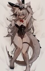 bunnysuit furry laying_on_back leotard original_character playboy_bunny reapus_x smile