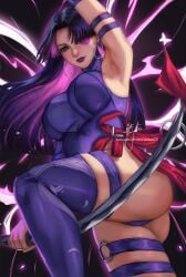 1girls armpits arms_up big_ass big_breasts breasts female female_only light-skinned_female marvel marvel_rivals psylocke psylocke_(marvel_rivals) sai_(marvel) thick_thighs vengeance_psylocke weisart