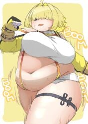 bbw big_breasts breasts chubby elegg_(nikke) female hair_covering_eyes huge_breasts le2mo5n tagme thick_thighs wide_hips