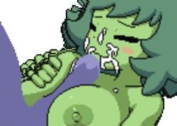 1boy 1girls akai_(ugokashitari) animated areola big_breasts black_eyes blush cum female goblin goblin_female green_hair green_nipples green_skin human humanoid interspecies lick loop male male_human/female_humanoid mammal nude paizuri penis penis_lick pixel_art pointy_ears princess_and_conquest semen sex shortstack size_difference straight transparent_background