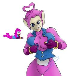 big_breasts breast_squeeze female flora_slendy hb-viper jacket original_character pink_fur slendytubbies solo useless_clothing