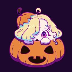 blonde_hair chibi cute halloween luna_emily oc original pumpkin sfw