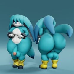 3d 3d_(artwork) anthro ass balls big_butt bubble_ass bubble_butt femboy fennec flaccid flaccid_cock flaccid_penis huge_butt kitsunami_the_fennec male penis sonic_(series) vulkyasha