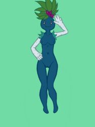 1girls :3 anthro anthrofied armless barefoot breasts female female_only flora_fauna green_background i-am-that-japanesse nintendo nude oddish original_character plant plant_hair pokémon_(species) pokemon pokemon_rgby ponytail pussy simple_background solo video_games