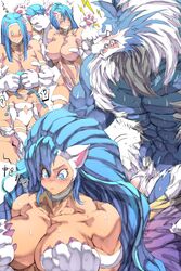 1boy 2018 5_fingers abs alto_(darkstalkers) angry animal_humanoid anthro biceps big_breasts blue_eyes blue_hair blush breasts canine capcom cat_humanoid claws clothing darkstalkers embarrassed felicia_(darkstalkers) feline female flat_chest fur gallon gift grace_(darkstalkers) hair hat hi_res huge_breasts humanoid japanese_clothing jin-jin jon_talbain kemono large_breasts long_hair lucy_(darkstalkers) male mammal medium_breasts muscular muscular_female muscular_male nipples penis piko_(darkstalkers) straight surprise translation_request vampire_savior vein veiny_penis video_games were werewolf white_hair wolf