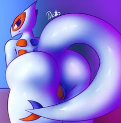 1girls 2018 alternate_color anthro ass avian back big_ass blue_eyes chubby dittodotto eyelashes female female_only hi_res huge_ass jasper_(lancefoxcia) large_ass legendary_pokémon looking_at_viewer looking_back lugia nintendo nude orange_skin original_character pokemon pokemon_(species) pokemon_gsc purple_background pussy simple_background smile solo tail text thick_thighs video_games watermark white_skin wide_hips