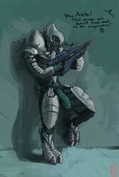 1boy alien arbiter_(halo) armor being_watched functionally_nude gun halo halo_(series) huge_cock male_only male_sangheili_(halo) penis ranged_weapon sangheili solo sunhuiz video_games weapon