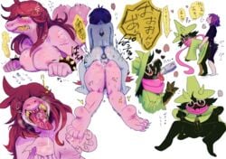 1girls 2boys anthro big_breasts bisexual blue_skin blush breasts caprine claws deltarune female furry goat grin hair human interspecies japanese kris_(deltarune) long_hair male mammal motion_lines multiple_angles nude open_mouth penis pink_skin ralsei reptile scalie sex smile susie_(deltarune) sweat ukyu yaoi