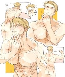 abs ass big_ass big_pecs blonde_hair bubble_ass bubble_butt jujutsu_kaisen kento_nanami male male_only motofuyusso muscular muscular_male nipples nude_male stubble