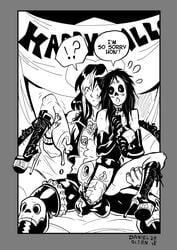 1boy 1girls 2018 amputee anal black_hair body_horror breasts dark_hair goth gothic high_heel_boots high_heels human_male_on_undead_female monochrome monster_girl pcononymous sex zombie zombie_girl