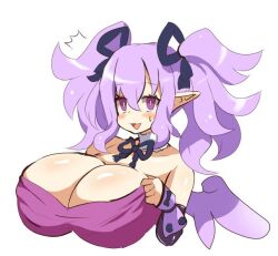 angel angel_girl big_breasts bimbo breasts ceefore cleavage disgaea disgaea_7 dismania gigantic_breasts huge_breasts large_breasts looking_at_viewer pointy_ears purple_hair twintails