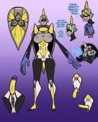 aegislash animate_inanimate anthro big_breasts dragonsushi front_view futa_only futa_sans_balls futanari hi_res penis pokémon_(species) pokemon pussy tagme text thick_thighs