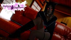 3d black_clothing black_collar catgirl cupiditatem dark-skinned_female dark_skin female_only final_fantasy final_fantasy_xiv miqo'te red_eyes riaykuras_playground